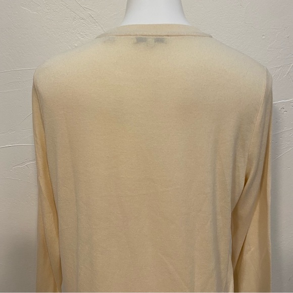 VINCE NEUTRAL CHAMPAGNE THREE QUARTER SLEEVE CREW SOFT SWEATER TOP - Picture 9 of 14